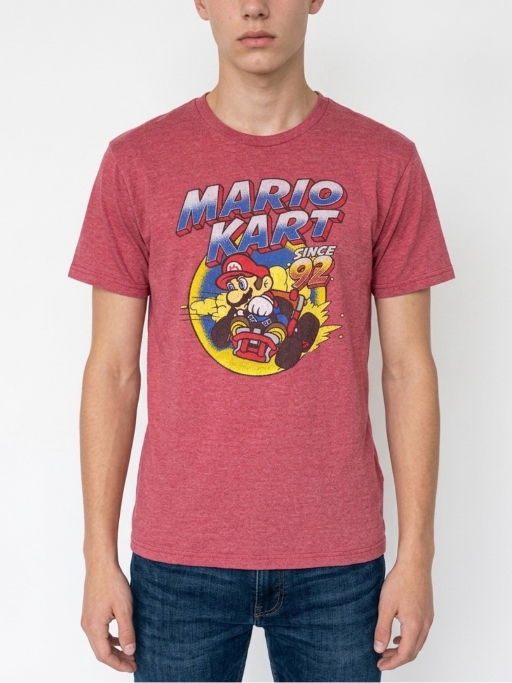 Nintendo Mario Kart Since '92 Graphic Tee Pink Heather Short Sleeve Size Large